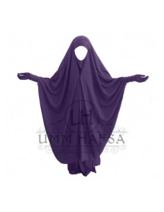2-delige Umm Hafsa Jilbab met clips Aubergine