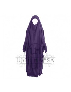2-delige Umm Hafsa Jilbab met clips Aubergine 2