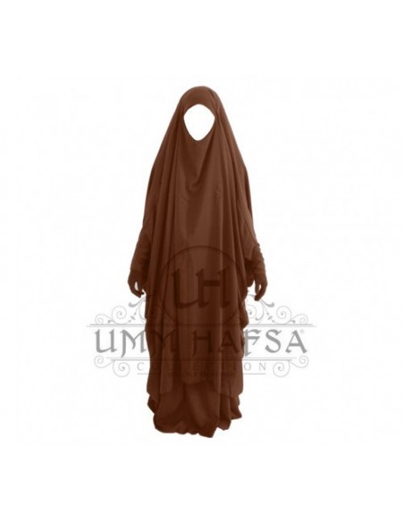 Umm Hafsa 2-delige Jilbab met clips Kaneel