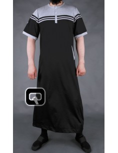 Qamis Qaba'il short sleeves black and grey