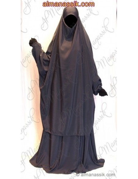 Jilbab al manassik houtskool grijs