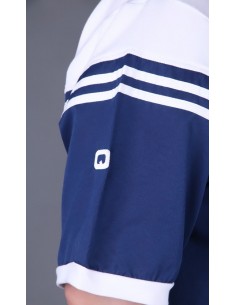 Marineblauwe en witte Qamis met korte mouwen 2