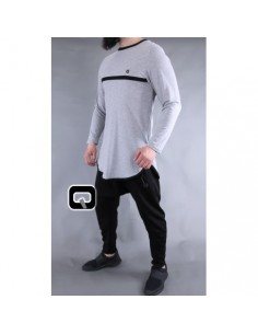 Tee shirt  qaba'il manches longues gris clair