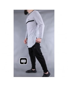 Light grey long-sleeved qaba'il tee shirt 2