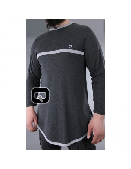 Donkergrijs qaba'il T-shirt met lange mouwen