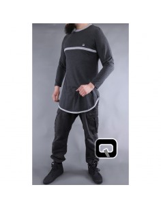 Tee shirt  qaba'il manches longues gris foncé