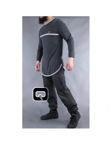 Donkergrijs qaba'il T-shirt met lange mouwen