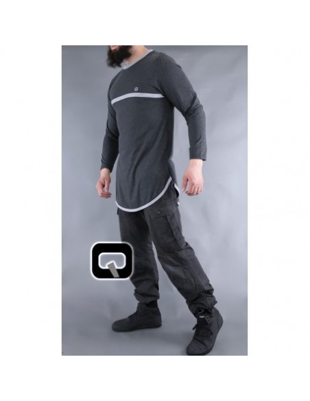 Donkergrijs qaba'il T-shirt met lange mouwen