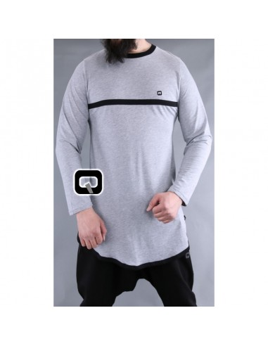Lichtgrijs qaba'il T-shirt met lange mouwen