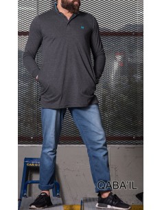 Qaba'il long polo shirt Charcoal grey