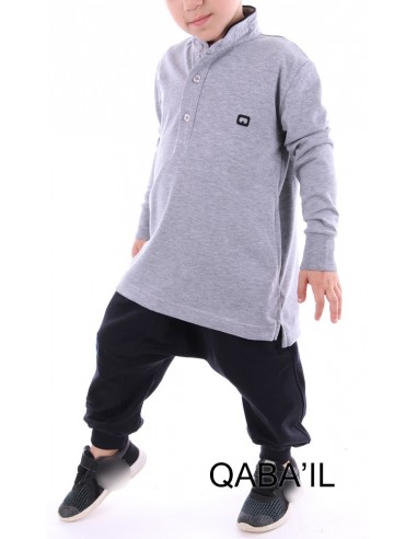 Polo-Shirt Qaba'il Kind Grau