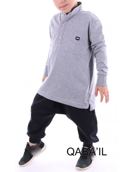 Polo-Shirt Qaba'il Kind Grau
