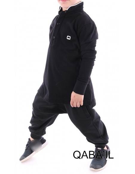 Polo Qaba'il Kind Schwarz