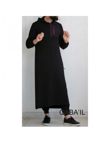 Qamis qaba'il atletisch zwart