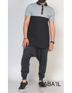 Bi Color Polo Black and Grey -Qaba'il