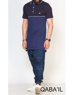 Polo Bi Color Bleu Nuit  - Qabail