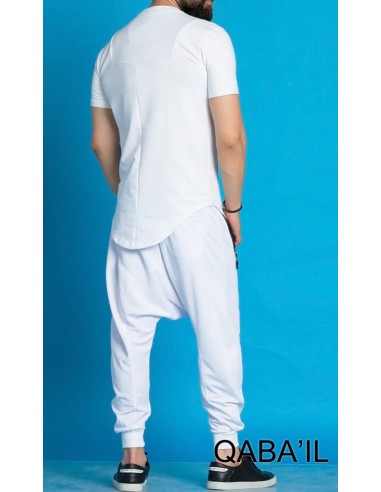 Long white jogging saroual -Qaba'il