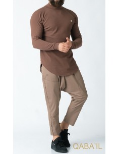 Pull Col Montant Marron Taupe-Qaba'il 2