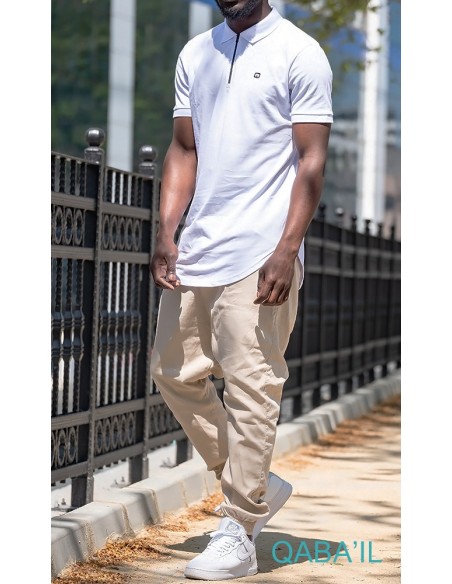 Polo Ritssluiting Wit-Qaba'il