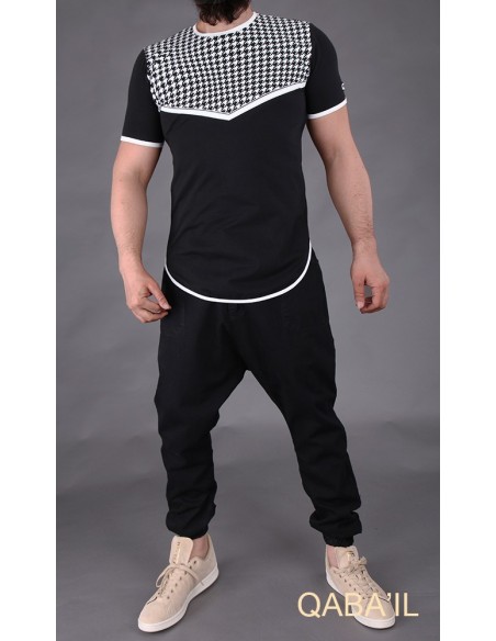 Zwart Keffieh T-shirt-Qaba'il