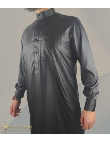 Black Saudi Qamis - Emirates collection