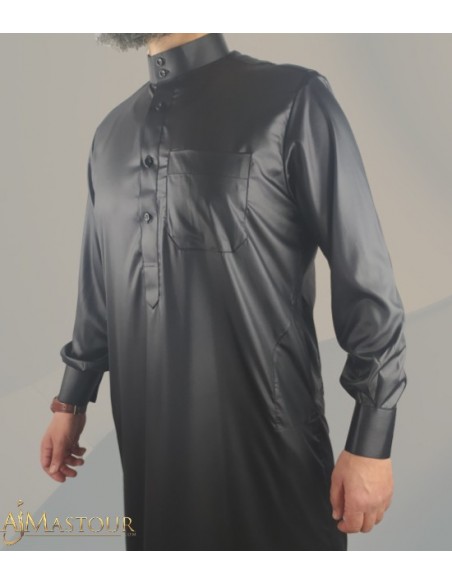 Black Saudi Qamis - Emirates collection