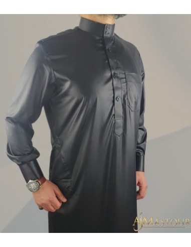 Black Saudi Qamis - Emirates collection