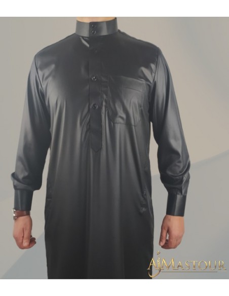 Black Saudi Qamis - Emirates collection