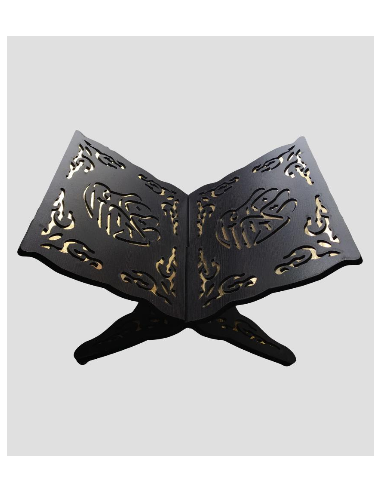 Koranständer aus geschnitztem Holz Schwarz