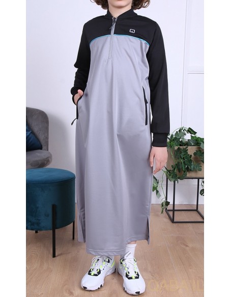 Qamis Enfant Ezox Gris et Noir - Qaba'il