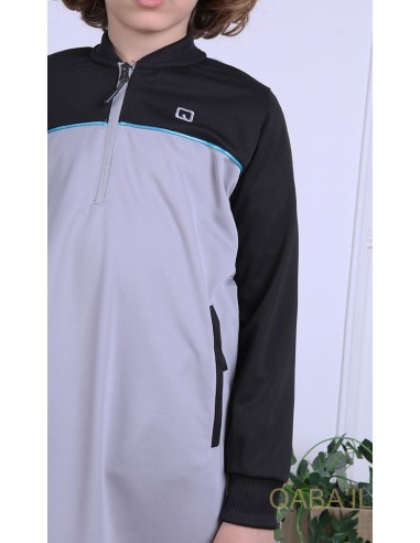 Qamis Ezox grijs en zwart voor kinderen - Qaba'il