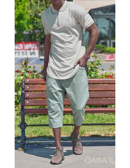 Polo Zip Up Kaki  Clair - Qaba'il
