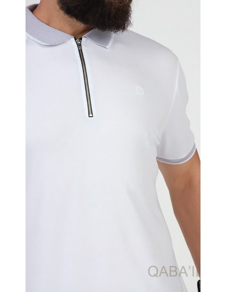 Zip UP polo wit - Qaba'il
