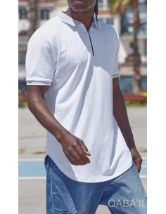 Zip UP Polo White - Qaba'il