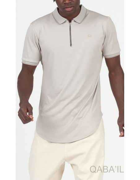 Zip Up Polo Beige - Qaba'il