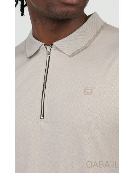 Zip Up Polo Beige - Qaba'il