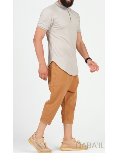 Zip Up Polo Beige - Qaba'il