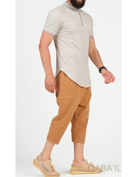 Zip Up Polo Beige - Qaba'il