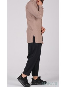 Taupe Embossed Long Shirt -...