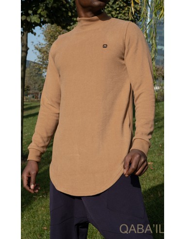 Pullover mit hohem Kragen Kamel -...