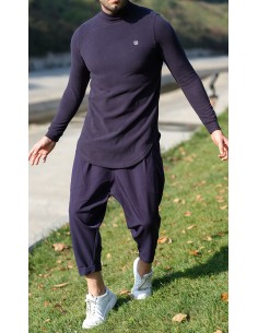 high neck sweater Blue-Qaba'il