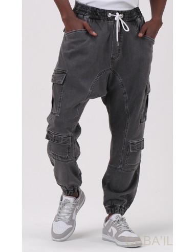 Grijze stretch cargobroek - Qaba'il