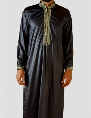 Qamis Sultan Zwart Met Borduursel -...