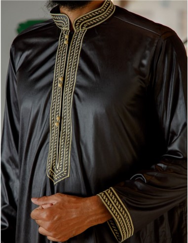 Qamis Sultan Zwart Met Borduursel -...