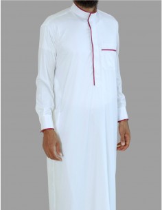 Tweekleurig Qamis Wit/Bordeaux