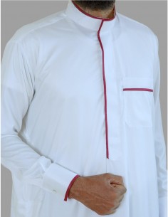 Tweekleurig Qamis Wit/Bordeaux 2