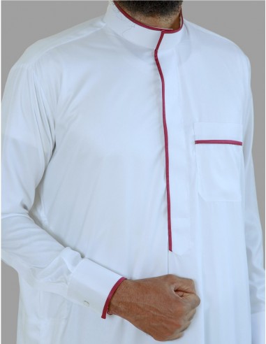 Qamis Bicolore Blanc/Bordeaux