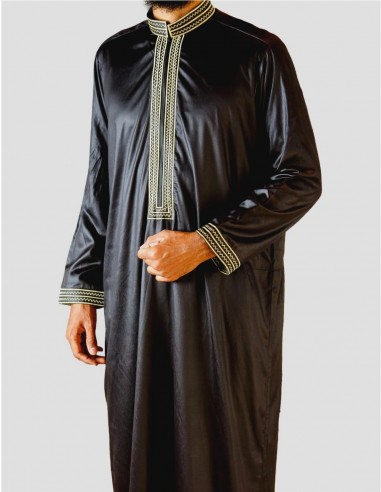 Qamis Ameer Zwart Met Borduurwerk