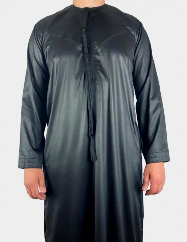Satijnzwarte Emirati Qamis -...