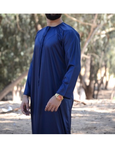 Emirati Satijn Middernachtblauw Qamis